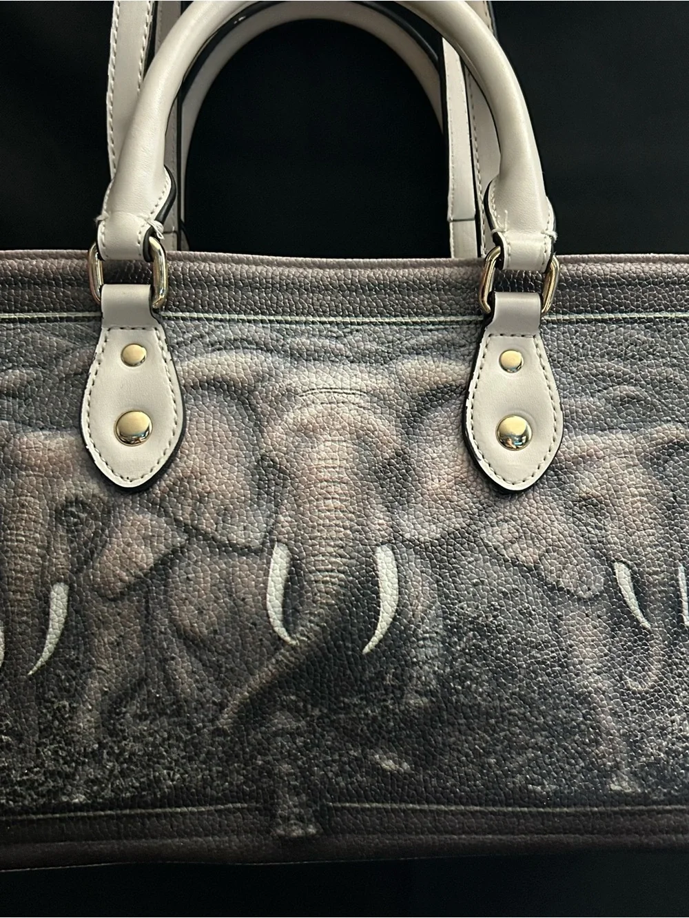 BFlairs Women’s Handbag with Elephant Print Gray & Cream